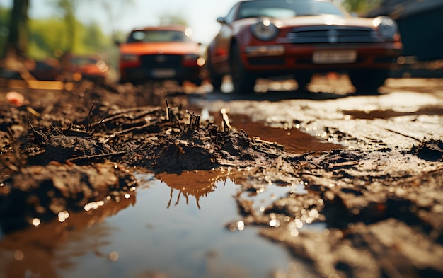 Photo the hood of a luxury car is dirty from bird droppings