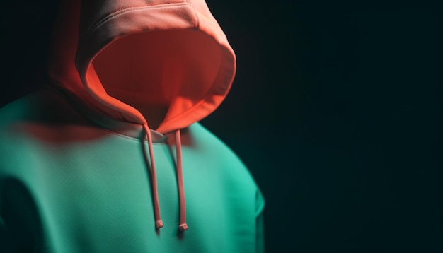 Hooded athletes exercising in black background studio generated by AI