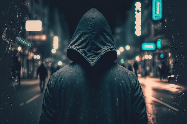 Hooded man in the street