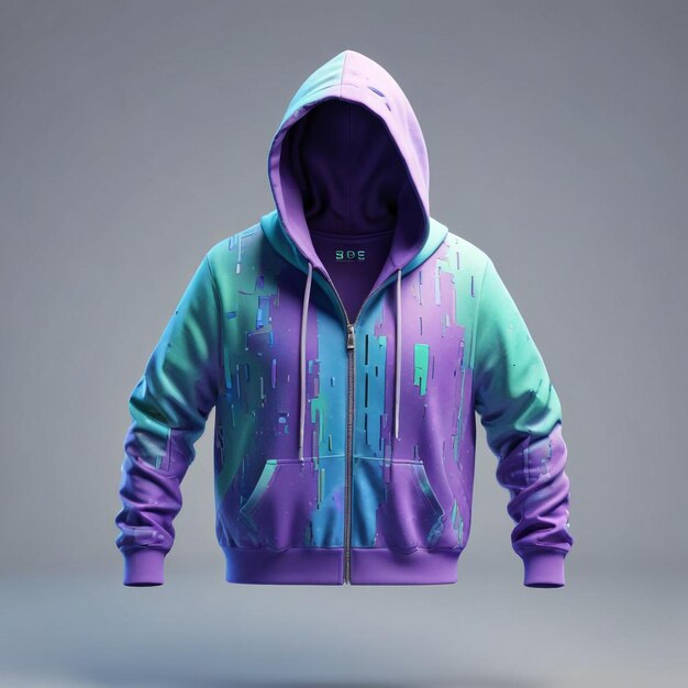 Hoodie Featuring Digital Glitch Art Design Showcasing a Modern and Distorted Aesthetic with Vibrant