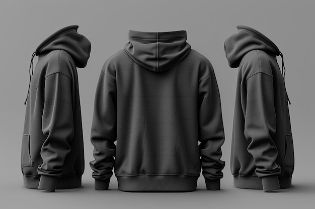 the hoodie is made of black fabric