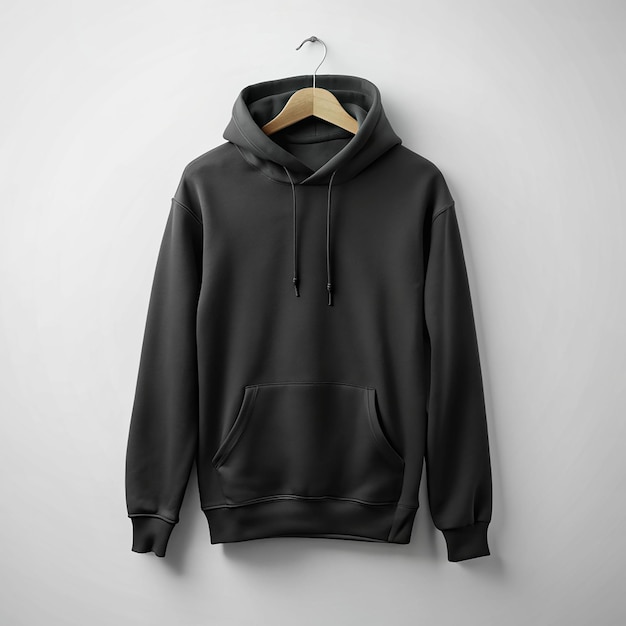 hoodie mockup black colour with white background