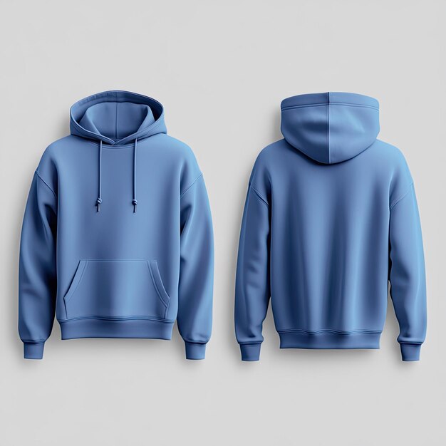 Photo hoodie mockup front and back views isolated on white background