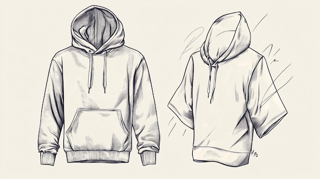 Photo hoodie technical sketch clothing fashion vector illustration