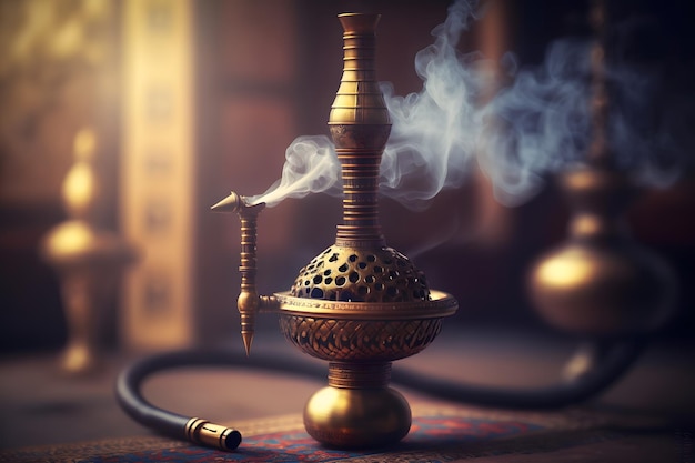 Hookah in oriental interior arabic restaurant Neural network generated art