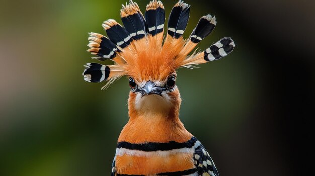 Photo hoopoe bird with striking crest and patterned feathers