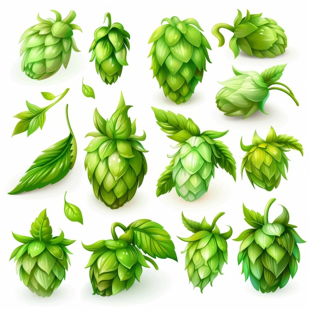 Hop cones icon beer brewery symbol humulus lupulus flower cones hop plant beer manufacturing ingredient