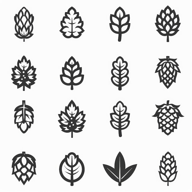 Hop cones icon beer brewery symbol humulus lupulus flower cones hop plant beer manufacturing ingredient