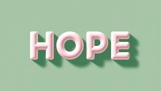 Hope 3d letters on green background 3d typography