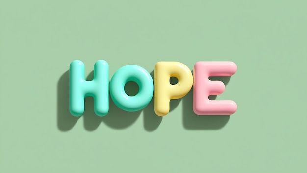 Hope 3d letters on green background 3d typography