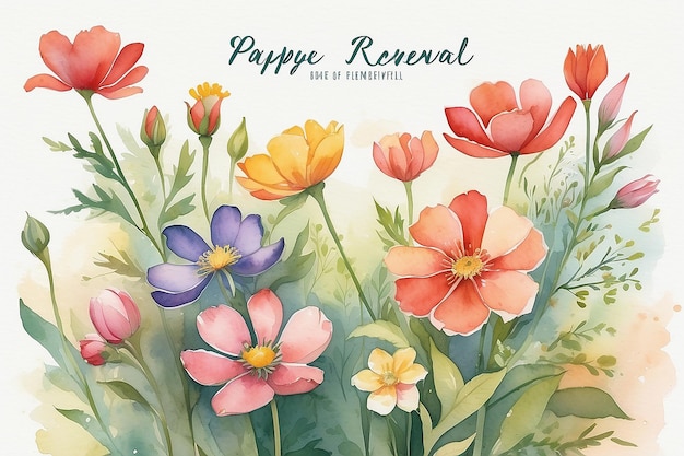 Hope and Renewal Watercolor Pappy Flowers Greeting Card Design