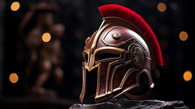 Hoplites helmet in temple symbolizing divine protection