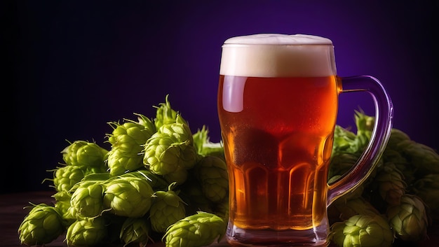 Hoppy IPA on Purple Background