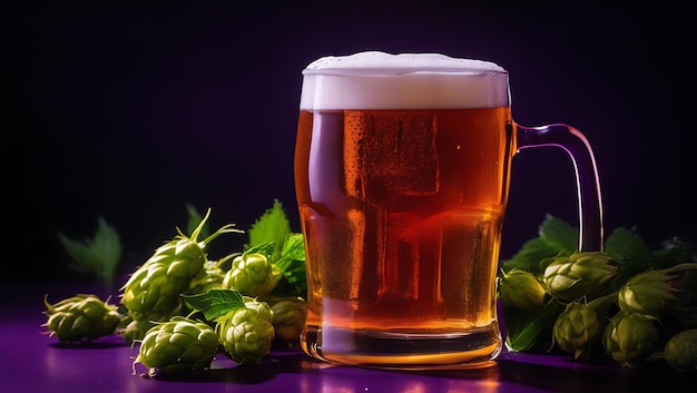 Hoppy IPA on Purple Background