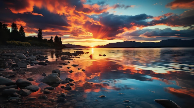 Horizon Sunset Colors Reflected on Water as Seen from a Boat