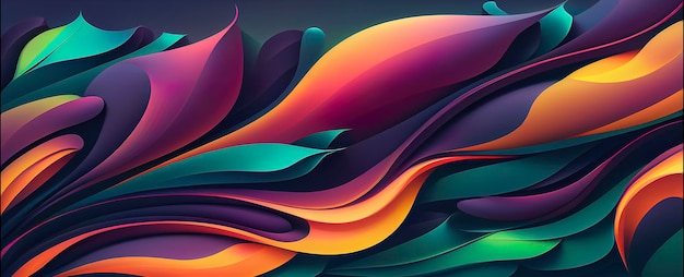 Horizontal artistic colorful abstract wave background