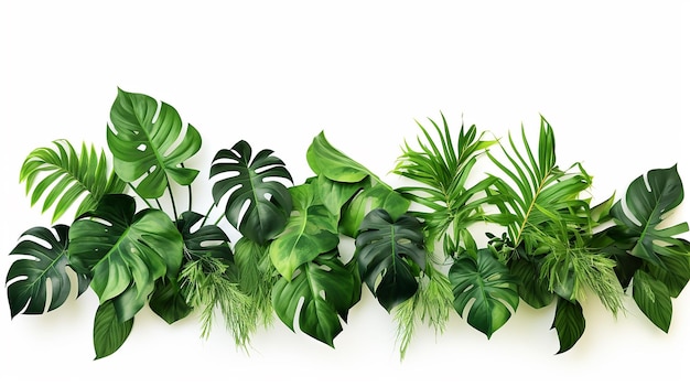 Horizontal Artwork Composition of Trendy Tropical Green