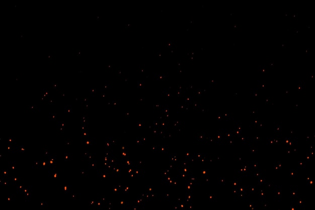 Horizontal Beautiful Burning Hot Sparks Rising from small red Fire in dark Night Abstract alpha Isolated Fire Glowing Particles on Black BackgroundSlow Motion Looped Animation Moving Side4K