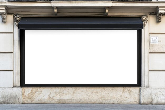 Photo horizontal black empty signage on clothes shop front with copy space