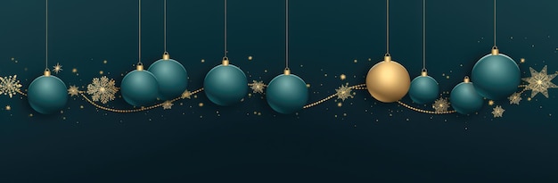 Horizontal chirstmas green background with decorative elements Generative AI