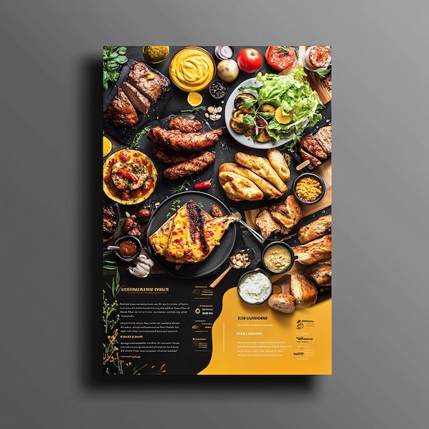 Photo horizontal flyer layout of food company