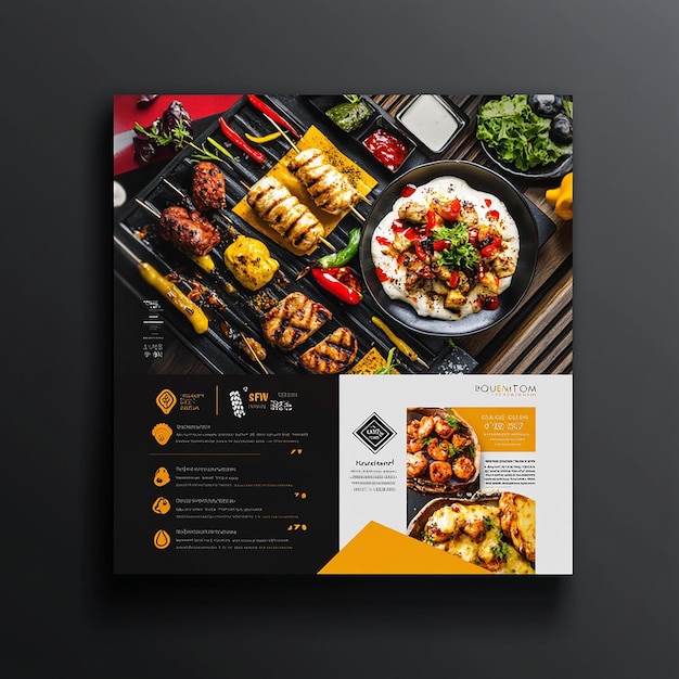 Photo horizontal flyer layout of food company