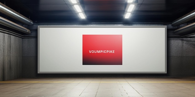 Horizontal long mock up of blank advertising billboard poster template in a long tun Generative AI