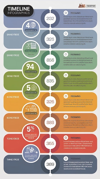 Horizontal timeline infographics template with six circles vector eps10 illustration