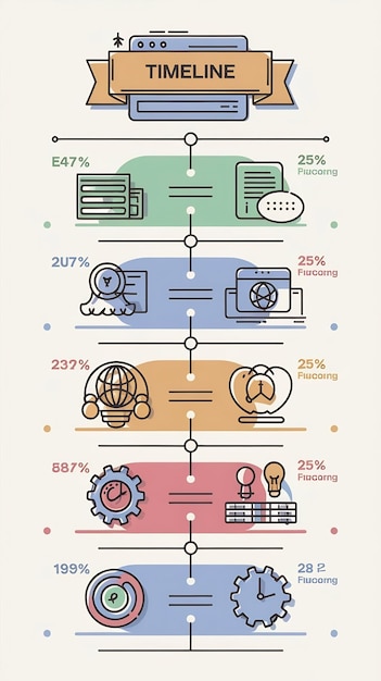 Horizontal timeline template with five elements vector eps10 illustration