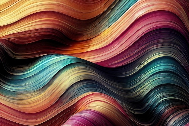 Horizontal wave of colored yarn threads fabric texture background