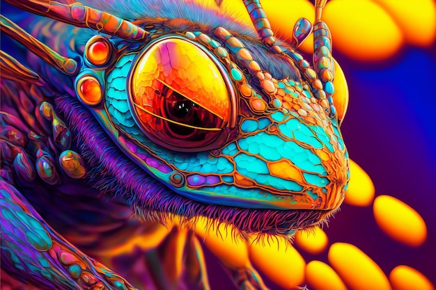 Hornet sting close up details digital painting artwork 3D rendering