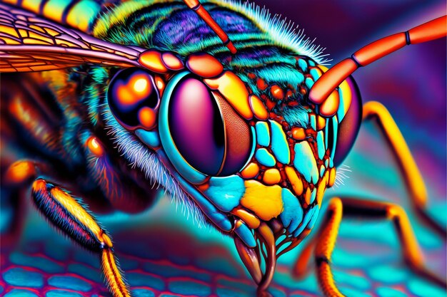 Hornet sting close up details digital painting artwork 3D rendering