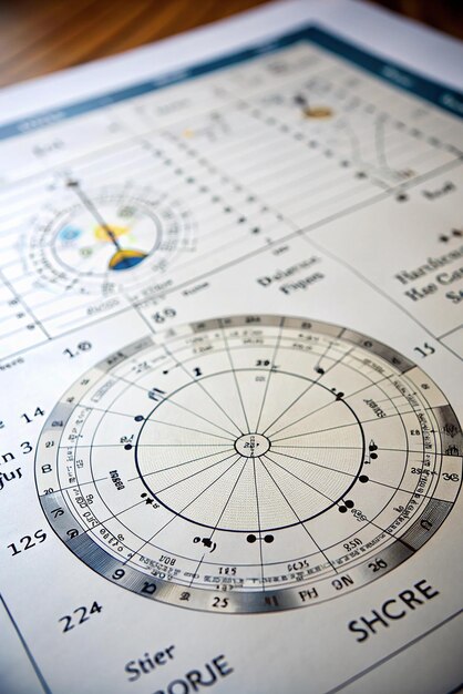 Photo horoscope chart horoscope wheel chart on white paper