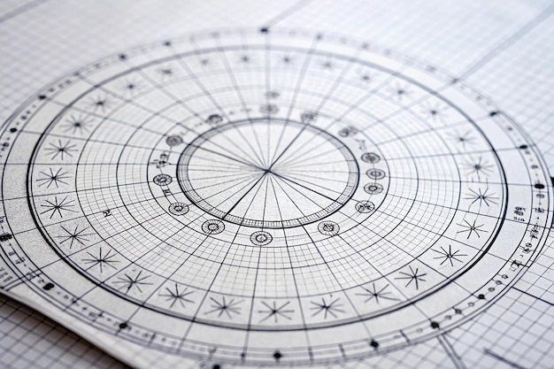 Photo horoscope chart horoscope wheel chart on white paper