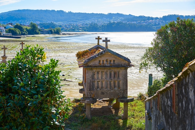 Horreo in Combarro village Pontevedra Galicia Spain