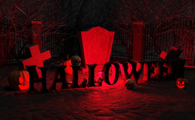 A  Horror graveyard Background with Halloween text for Halloween Celebration