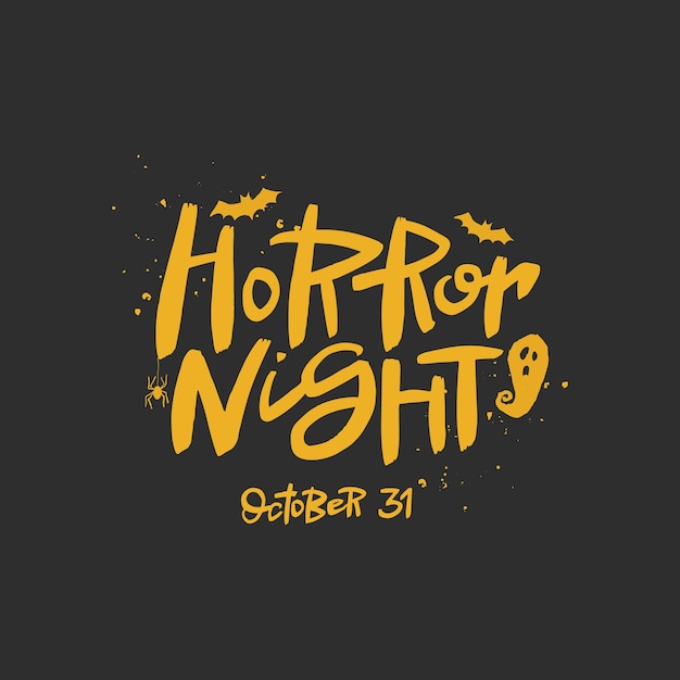 Horror night lettering brush calligraphy Handwritten Halloween typography