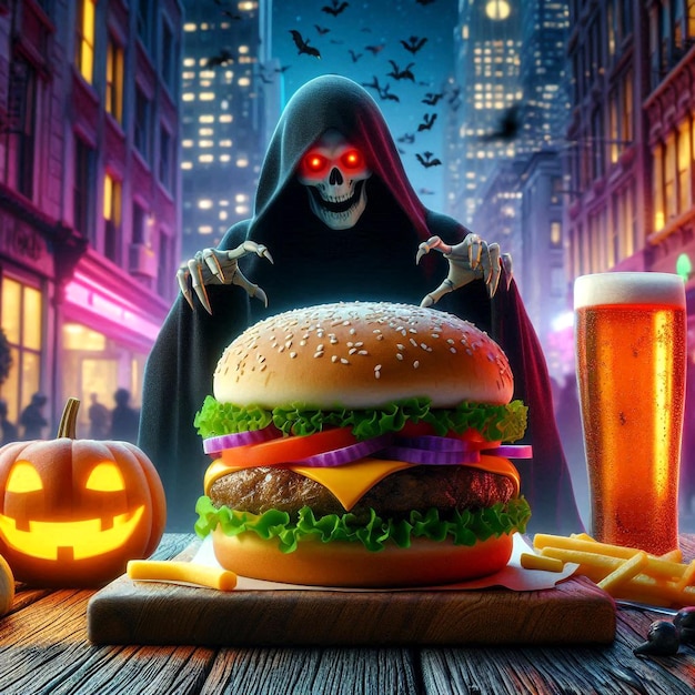 A horror theme hamburger background