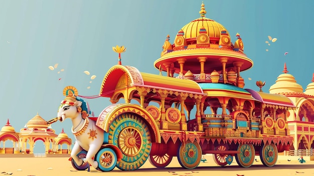 a horse and carriage representing Rath Yatra illustration