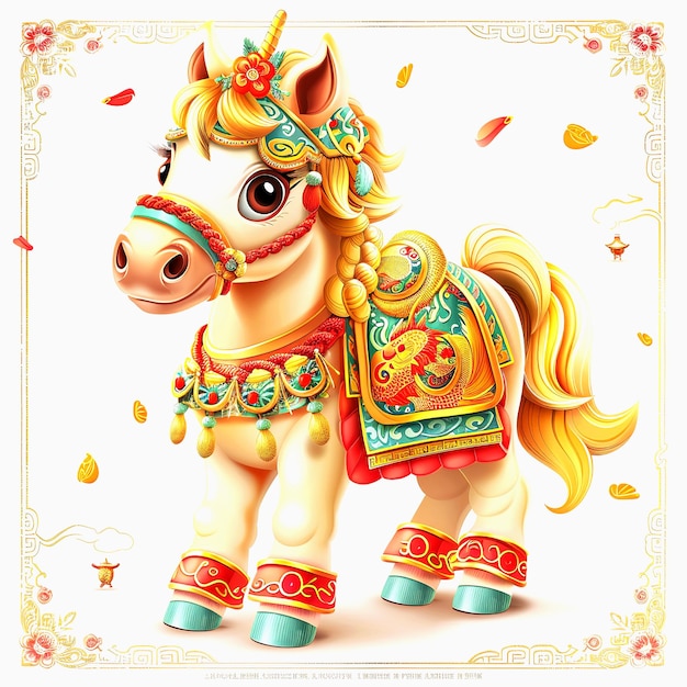 horse chinese new year cartoon Cute horse cartoon illustration