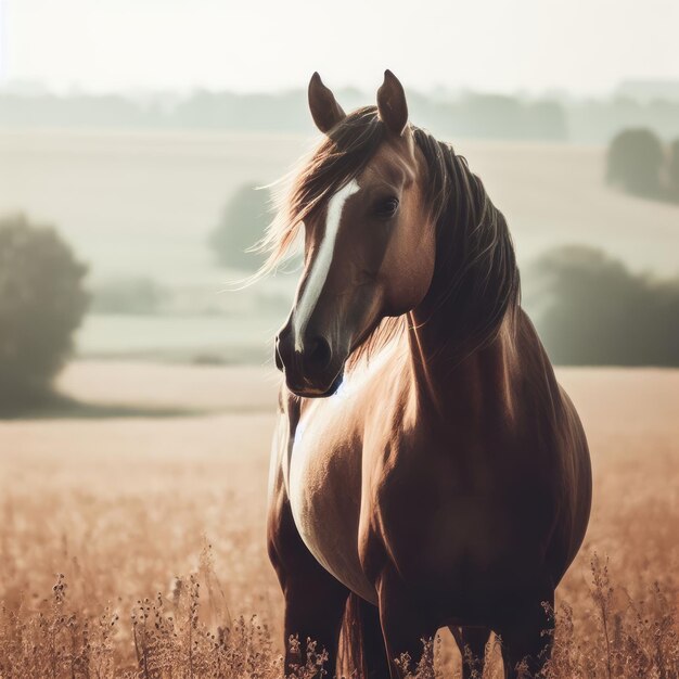 horse in the field animal background