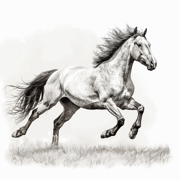 Horse isolated pencil drawing on white paper artwork