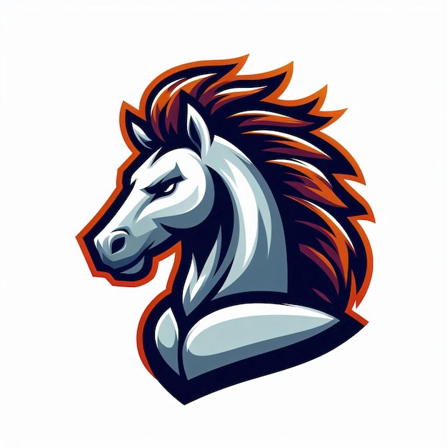 horse mascot logo in white background