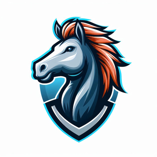 horse mascot logo in white background