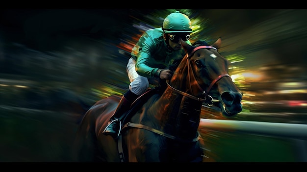 Horse racing at night