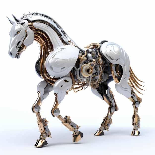 Horse robot robotic animal isolated over white background AI Generated