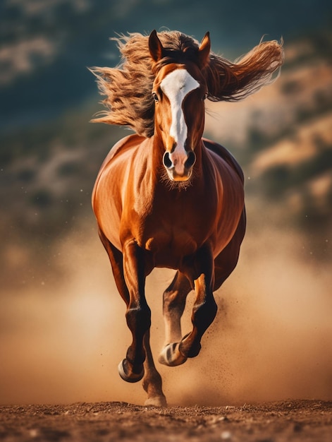 A horse running in the desert with the word horse on the face