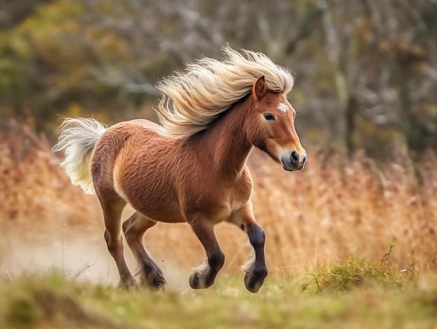 A horse runs through a field with the word icelandic on the front.