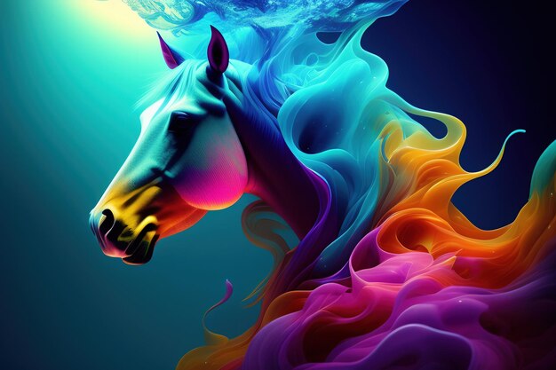 a horse with a colorful background of the image of a horse