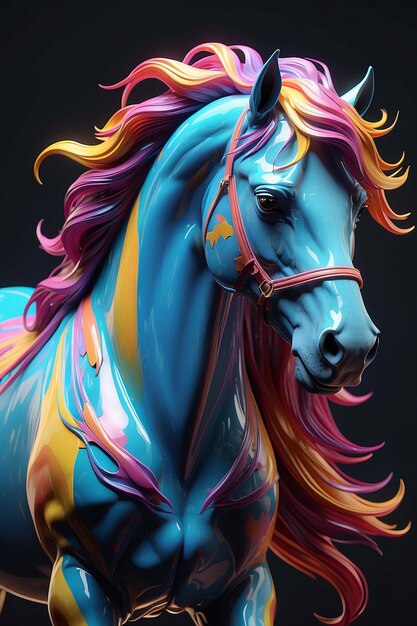 a horse with colorful hair and a multicolored mane